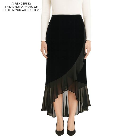 Vintage Skirt Velvet Chiffon Whimsigoth Vampire Witchy Asymmetrical Dark Black 6 - Picture 6 of 6